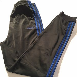 Adidas Black with Blue Striped Track Pants